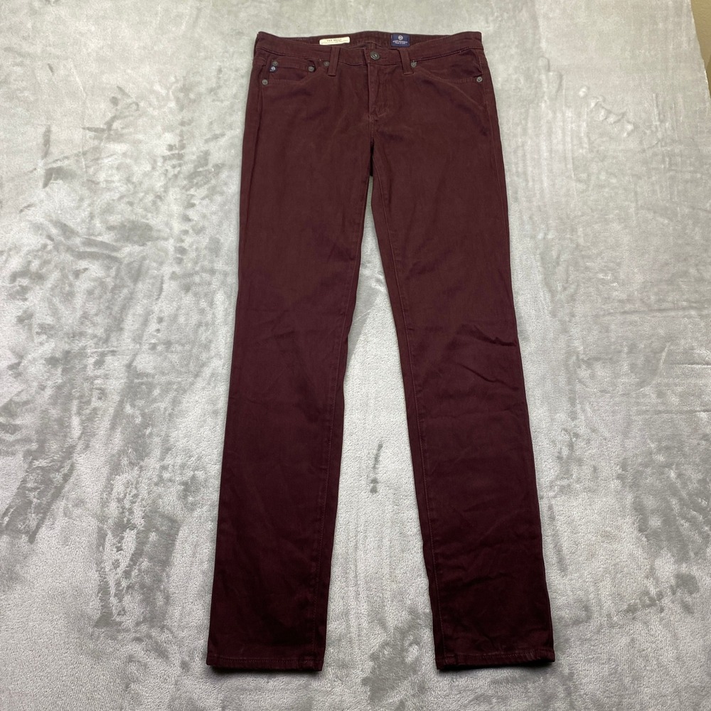 AG Adriano Goldschmied The Stilt Cigarette Jeans Burgundy 27R Fit 29" Grunge USA